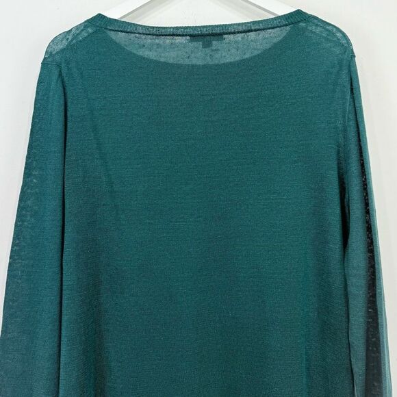 J. Crew Green 100% Linen Slouchy Crew Neck Tunic Sweater - Picture 9 of 16